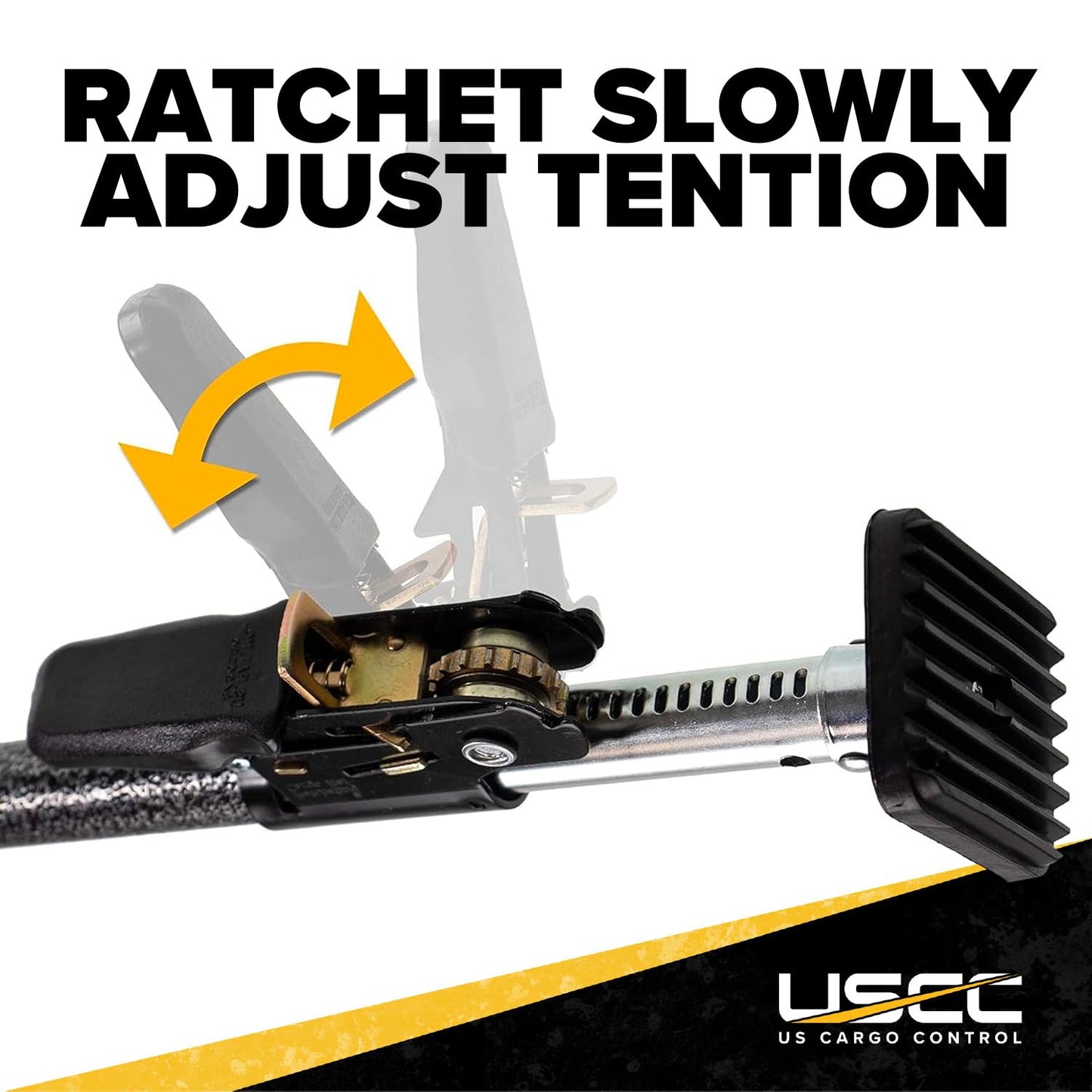 US Cargo Control Ratcheting Cargo Bar for Pickup Truck Bed, 40" to 70" Adjustable Load Locks for Pickup Trucks, SUV, Minivan, and Small Trailers, Truck Bed Divider with Rubber Non-Slip Pads