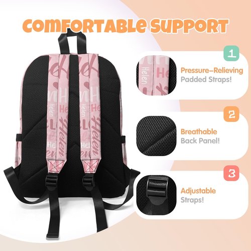 Coifrok Personalized Backpack for School, Girls Boys Kids Teen Name Bookbag Elementary School Backpack Set with Lunch Box and Pencil Case, Travel Backpack Waterproof Lightweight 16.8”