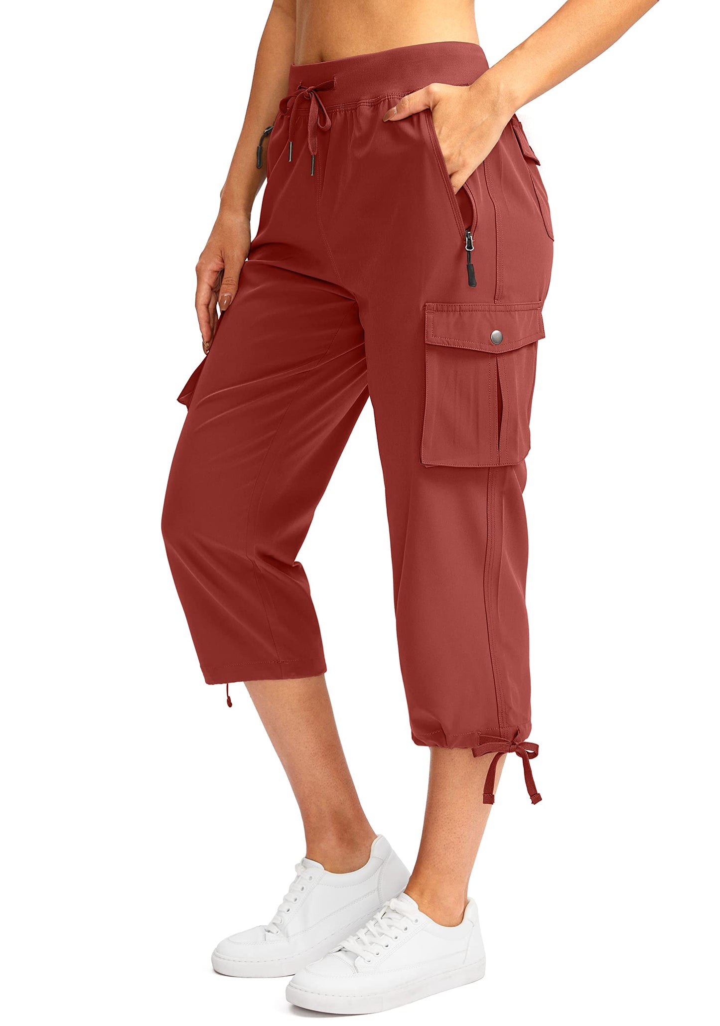 Soothfeel Women's Cargo Capris Pants with 6 Pockets Lightweight Quick Dry Travel Hiking Summer Pants for Women Casual (Savannah, 3XL)