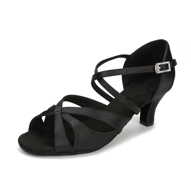 Bulunka Women's Ballroom Salsa Latin Dance Shoes - Black, 2.5-inch Heel