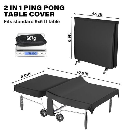 Ping Pong Table Cover for Universal 9x5 FT Tables, Waterproof Ping Pong Table Cover for Outdoor & Indoor