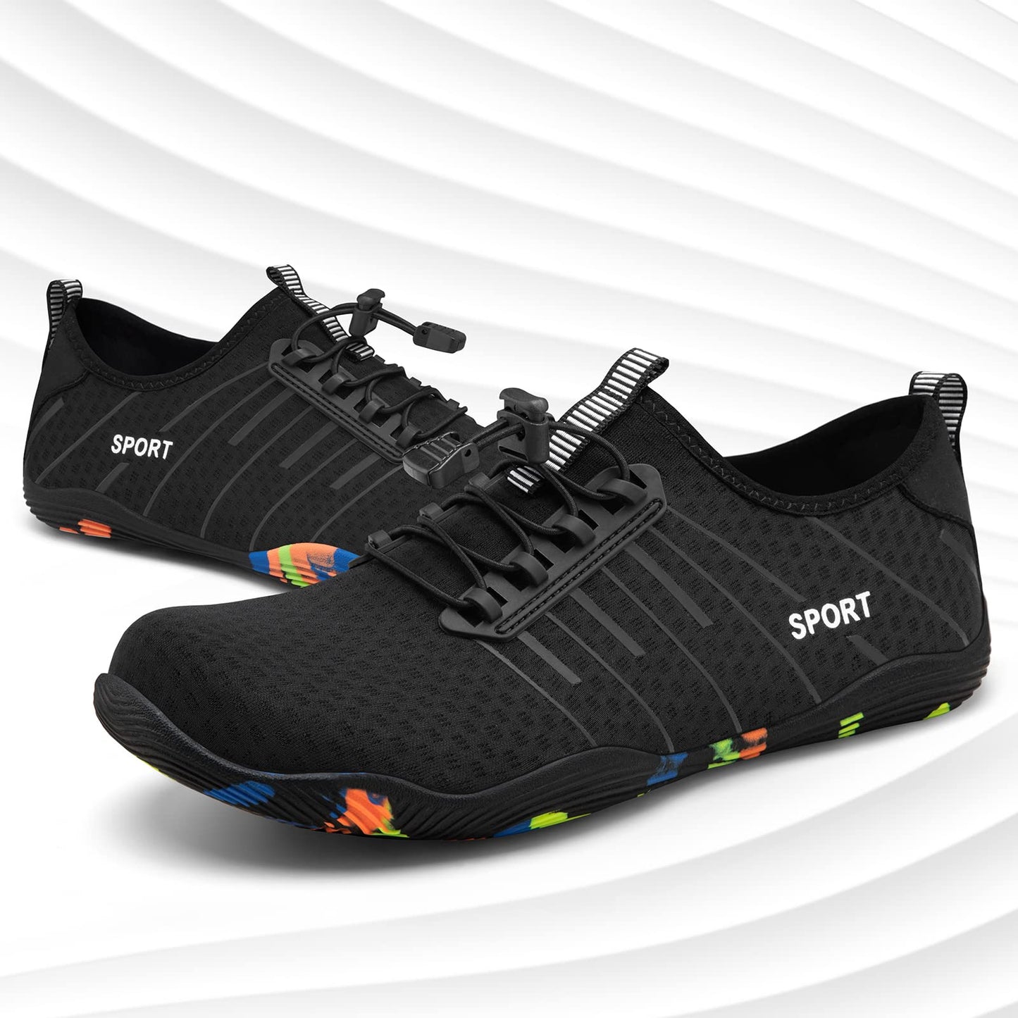 Water Shoes for Men Women River Shoes Adult Swim Beach Lake Pool Aqua Socks Barefoot Quick Dry for Hiking Surfing Kayaking Size Women 12 / Men 10.5 (2-Black)