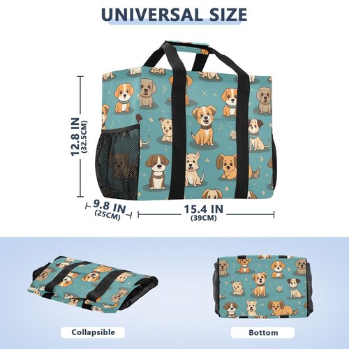ALAZA Cute Funny Dogs Waterproof Beach Tote Bags for Travel Camping, Exercise