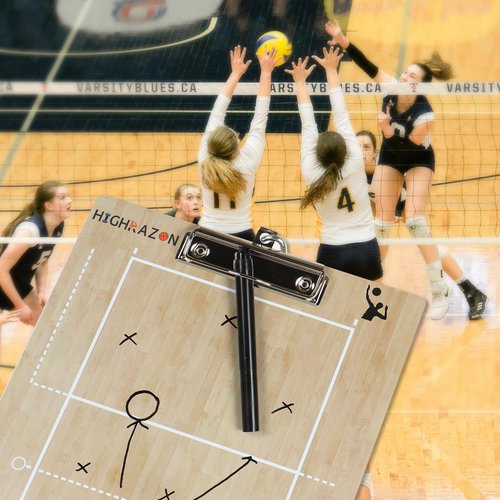 HIGHRAZON Volleyball Coaches Clipboard, Double-Sided Dry Erase Coach Clipboard, Burlywood Volleyball Whiteboard for Coaches, Lineup White Board with Marker for Coaches Gift