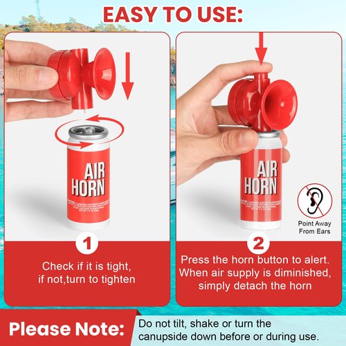 Marine Boat Air Horn 1.4oz, Loud Mini Handheld Air Horns for Safety, Mini Small Compressed Can Blow Fog Bear Horn, Emergency Use for Boating, Hiking, Camping, Sporting Events Outdoor Alarm (2PCS)