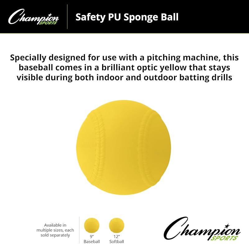 Champion Sports Safety Pitching Softball - Optic Yellow, 12" (Pack of 12) Variation