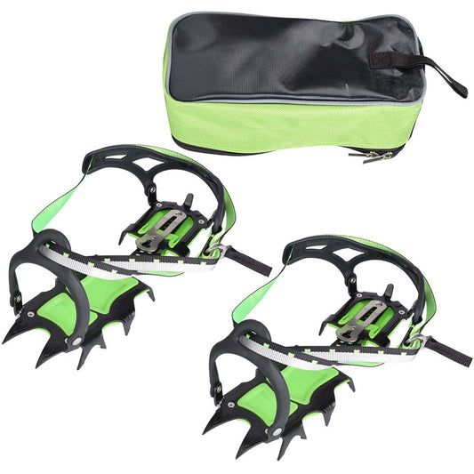 Ice Crampons Shoe Grips, 1 Pair 14 Teeth Antislip Spikes Cleats for Outdoor Snow Hiking Climbing