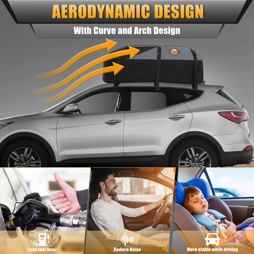 Sailnovo Car Rooftop Cargo Carrier Bag Waterproof 20 Cubic Feet for Top of Vehicle with/Without Roof Rack Car Top Carrier with 6*Door Hooks, Reinforced Straps & Storage Bag 1000D