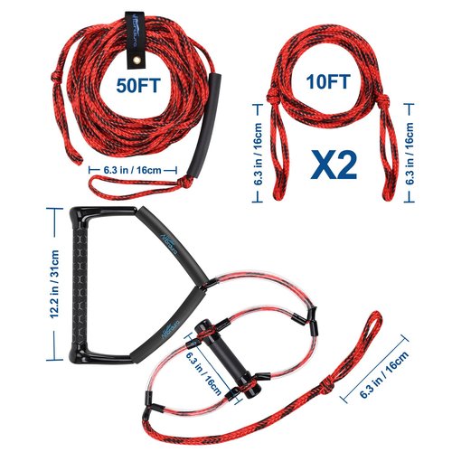 Affordura Wakeboard Rope with Dual Handle – 75ft 4-Section Ski Rope for Water Skiing, Towing, Tubing, Kneeboarding, Watersports – Floating Handles, EVA Grip, 1500 lbs Strength, Storage Bag Included