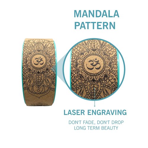 Aozora Yoga Wheel 13" with Most Detailed Book Step by Step Guide on How to Do 30+ Poses,! Perfect for Stretching and Improving Backbends (3 Pack - 6, 10 & 13" -Cork/Turquoise +strap)