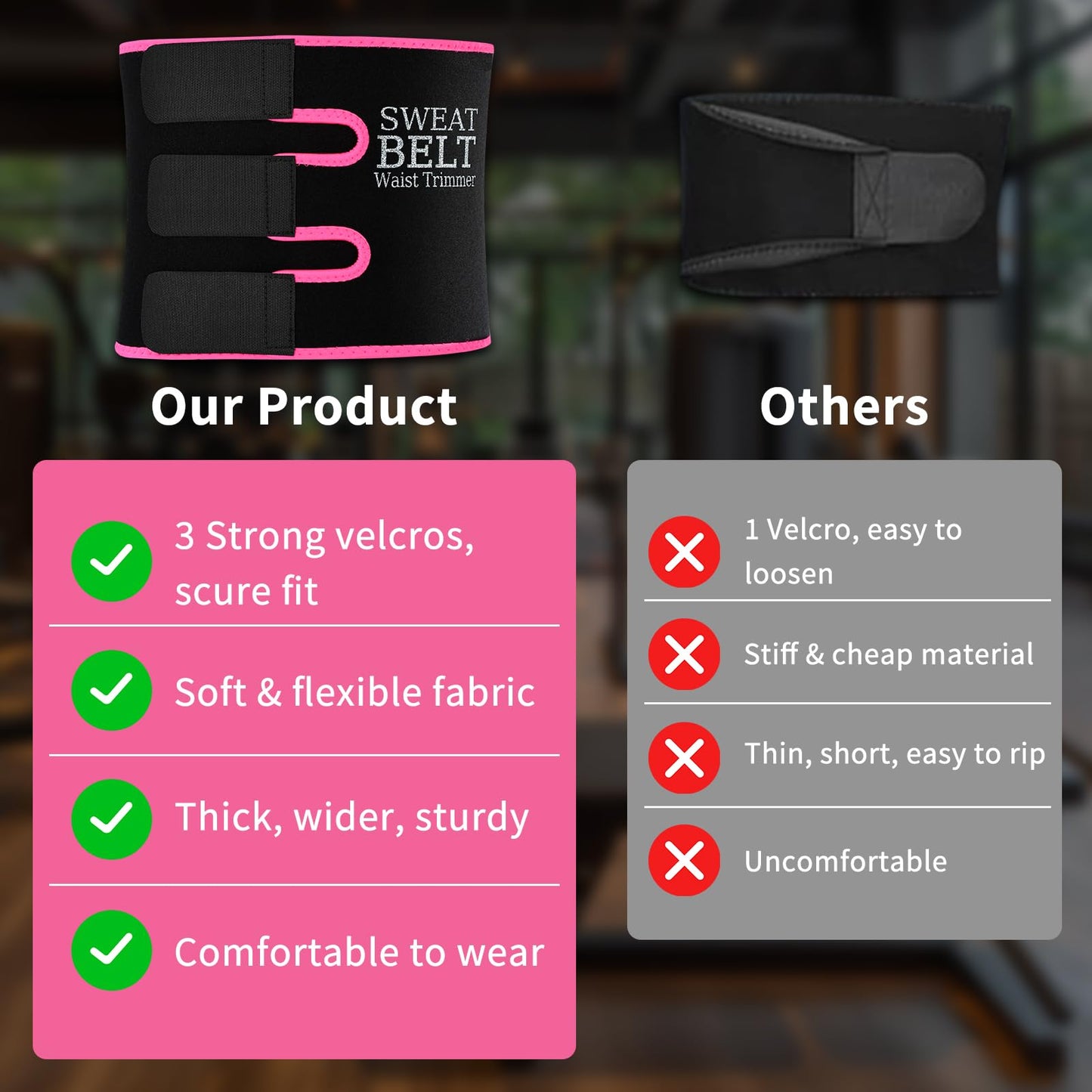 NEWCOO Sweat Waist Trainer For Women Men Waist Trimmer Sweat Belt Band Stomach Wrap Faja For Workout Weight Loss Lower Belly Fat Black/Pink