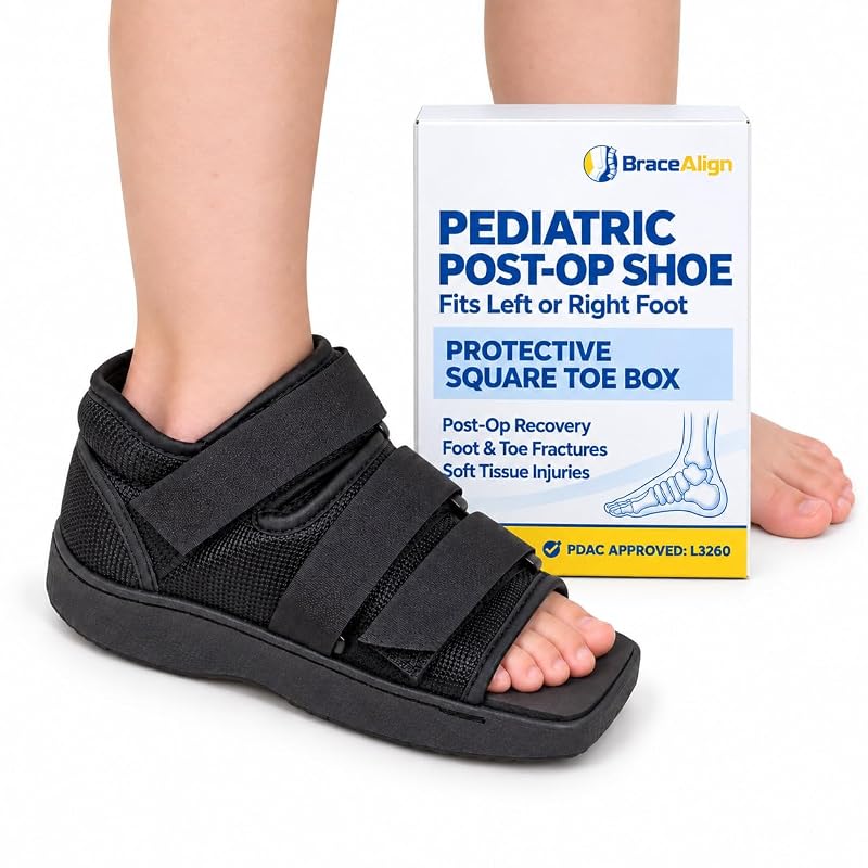 Pediatric Post Op Shoe for Kids - Recovery Shoe with 3-strap Adjustable Fit (S)