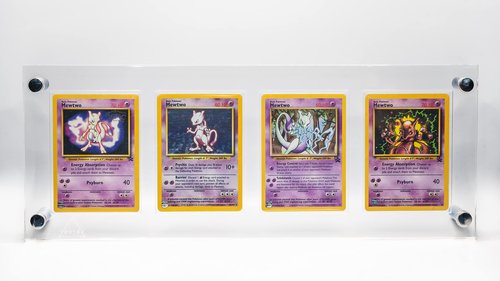 NEWVAVA Trading Card Frame Holder Stand Display - 4 Card Slots Clear Acrylic UV Filtering Screwdown