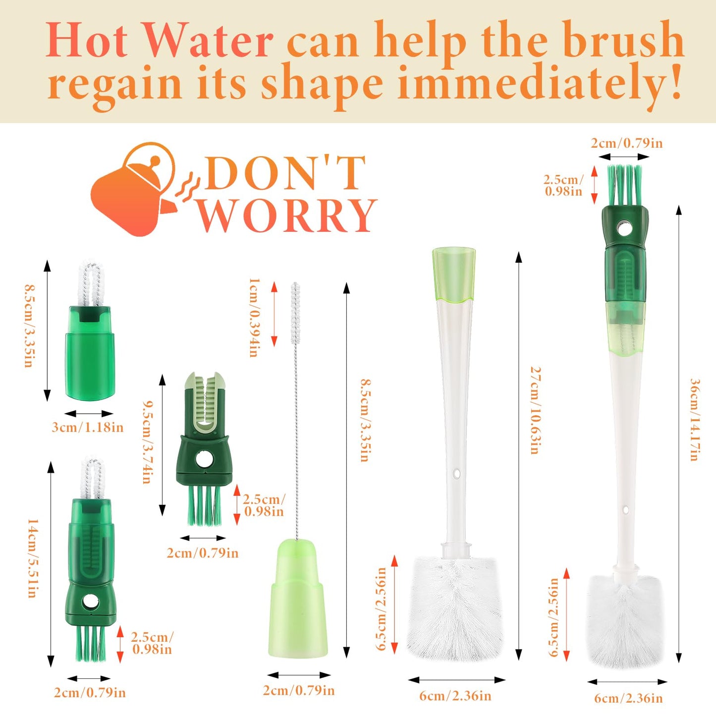 5 Pack Water Bottle Cleaner Brush Set for Hygiene Conscious People: 5 in 1 Removable Multifunctional Water Bottle Brush Cleaning Tools - Easily Cleans the Cup Mouth Lid Bottom and Straw