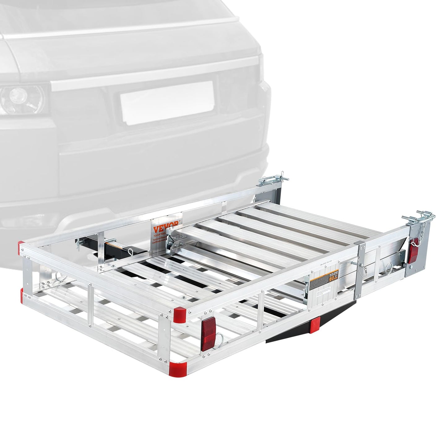 VEVOR Hitch Mount Cargo Carrier, 500LBS Mobility Scooter Carrier with Folding Ramp, Aluminum Trailer Hitch Rack Basket & Stabilizer, Strap, Fits 2" Hitch Receiver for Truck SUV Car, 48.03" x 27.87"