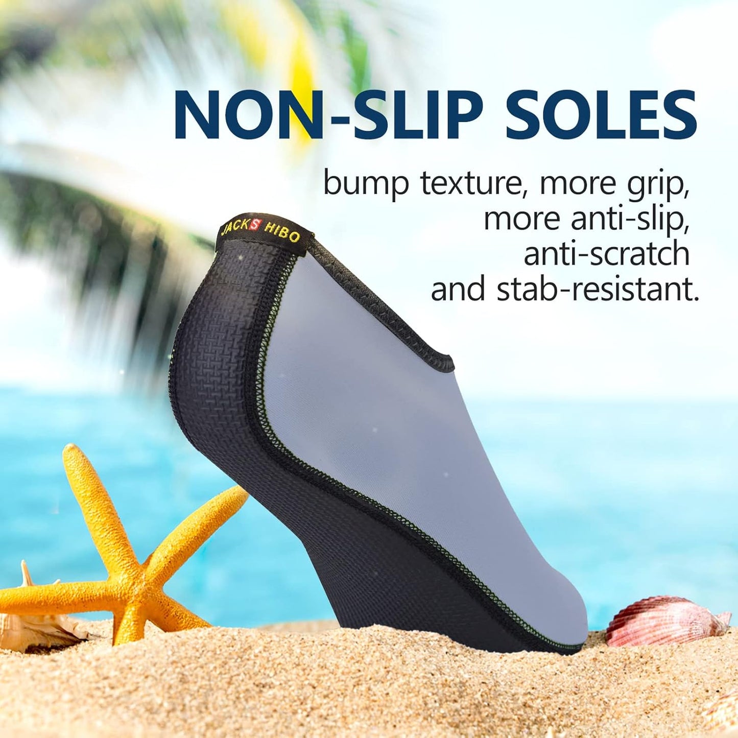 JACKSHIBO Water Shoes for Women Men Swim Shoes Water Socks for Cruise Essentials Swimming Aqua Beach Pool Yoga Surf