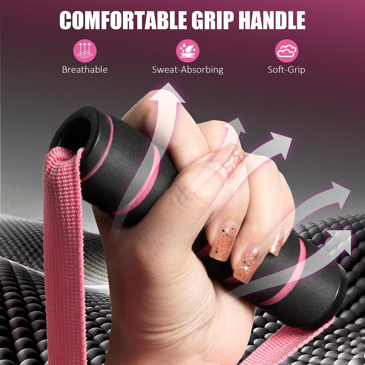 Citufuol 2 Pack Exercise Handles, Heavy-Duty Cable Machine Attachments for Strength Training, Pilates, Home Gym & Resistance Band Workouts(Pink)
