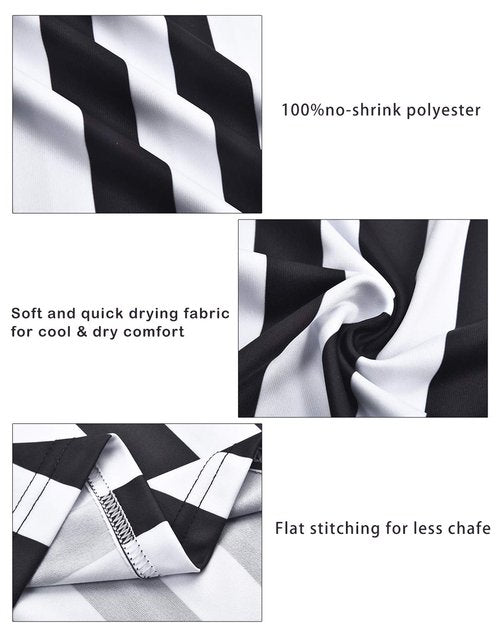 ChinFun Women's Ref Shirt Zipper Collared Black and White Stripe Umpire Jersey Shirt for Basketball Football Soccer Rugby Sports Halloween Size M