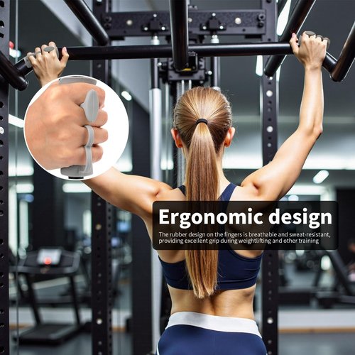 lezecur 1 Pairs Weight Lifting Grips for Men/Women - Anti-Slip Rubber Gym Grips for Deadlifts, Pull-Ups, Dumbbell, Barbell - Palm Protection Workout Gloves for Bodybuilding, Crossfit (Grey)