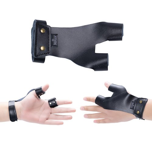Prespollw Archery Left Hand Protector Durable Cowhide Shooting Guard Glove for Protection (Black)