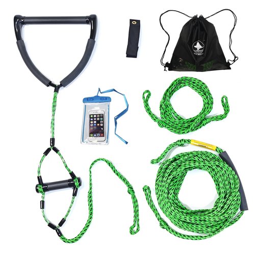 75ft Wakeboard Rope,Water ski Rope,12in Handle and 6in Small Handle with EVA Foam,3 Sections,Tow Rope with Floating Foam (G/B, 12in Handle)
