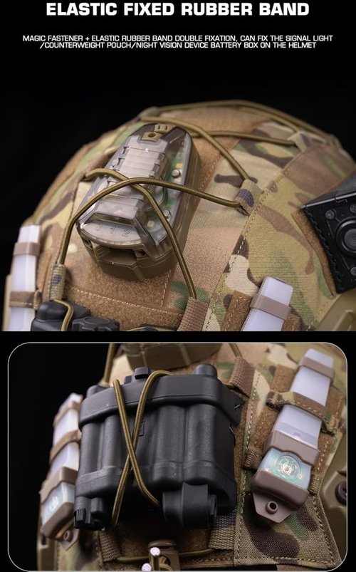 Peminkoo Tactical Helmet Cover with Elastic Cord for Fast P.J B.J M.H Helmets Militar Airsoft CS War Battle Cloth M L Size (Black,L:Fast Helmet)