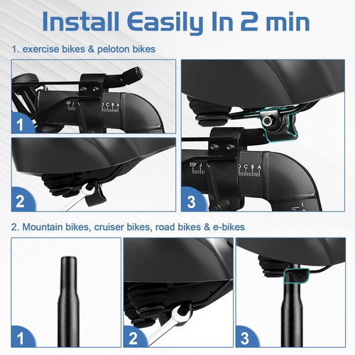 Twomaples Bicycle Seat, Bike Seat for Women Men Extra Comfort Wide, Oversized Comfortable Seats Saddle for Peloton Bike, Fit for Exercise Bike, Electric Bike, Mountain Bike