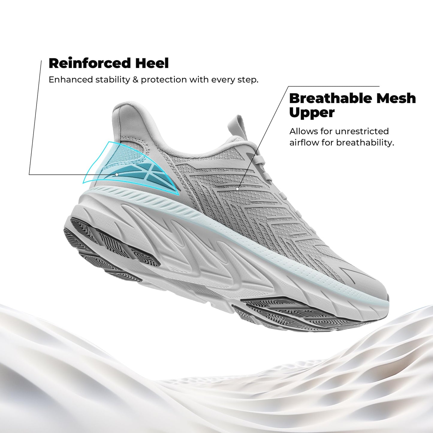 ALLSWIFIT Women's Slip On Walking Shoes Running Comfortable Tennis Breathable Non Slip Athletic Gym Workout Cross Training Fashion Sneakers,Size 9,Grey,SARR034W