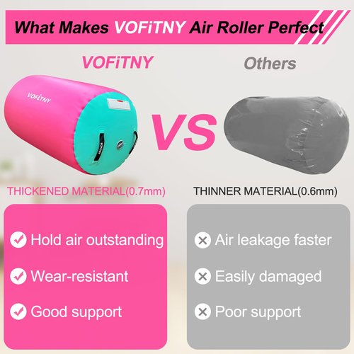 VOFiTNY Gymnastics Air Barrel Octagon Mat Tumbler 3.3ft L x 2ft D Back Handspring Trainer for Home/Gym/Tumbling Without Pump