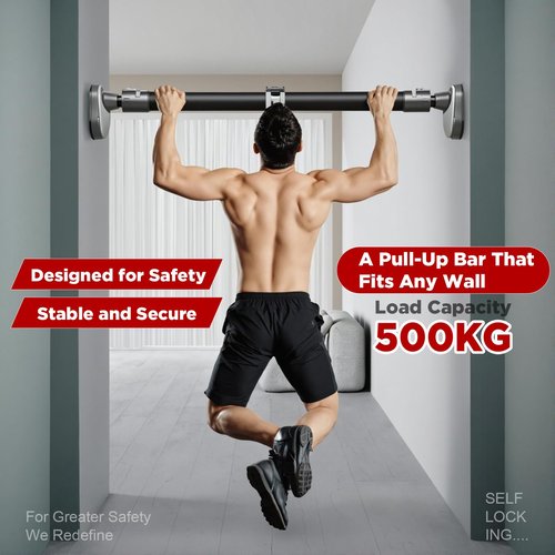 Door Frame Pull-Up Bar, Chin Up Exercise Bar for Home Fitness (Black, XL)