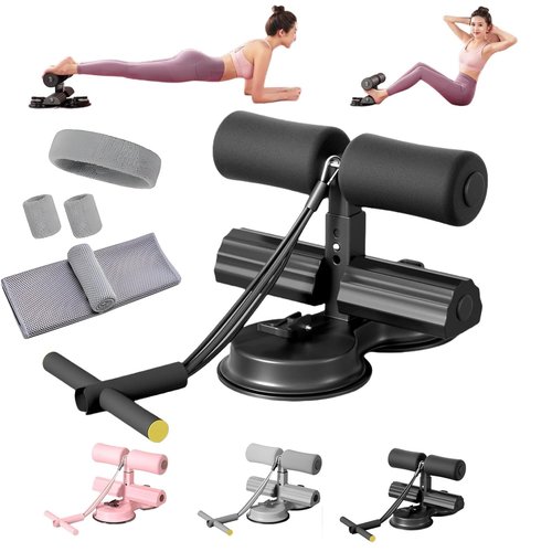 Ab Training Auxiliary Device,Multi-Functional Adjustable Ab Trainer Sit Up Equipment With 2 Suction Cups 3 Levels Of Height Adjustment Fitness Equipment Sit Up& Core Exercises Equipment (Black)