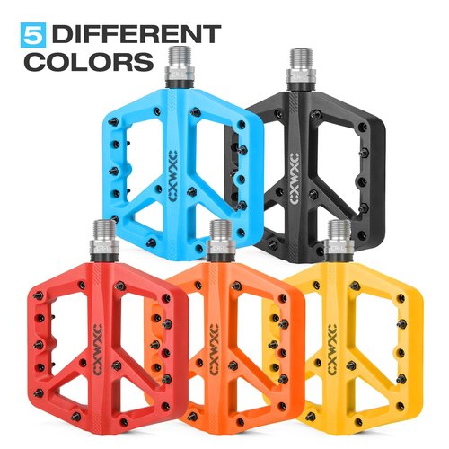 CXWXC Mountain Bike Pedals - Lightweight Nylon Fiber Bicycle Pedals - Platform Pedals for BMX Mountain Bike 9/16" (Blue)