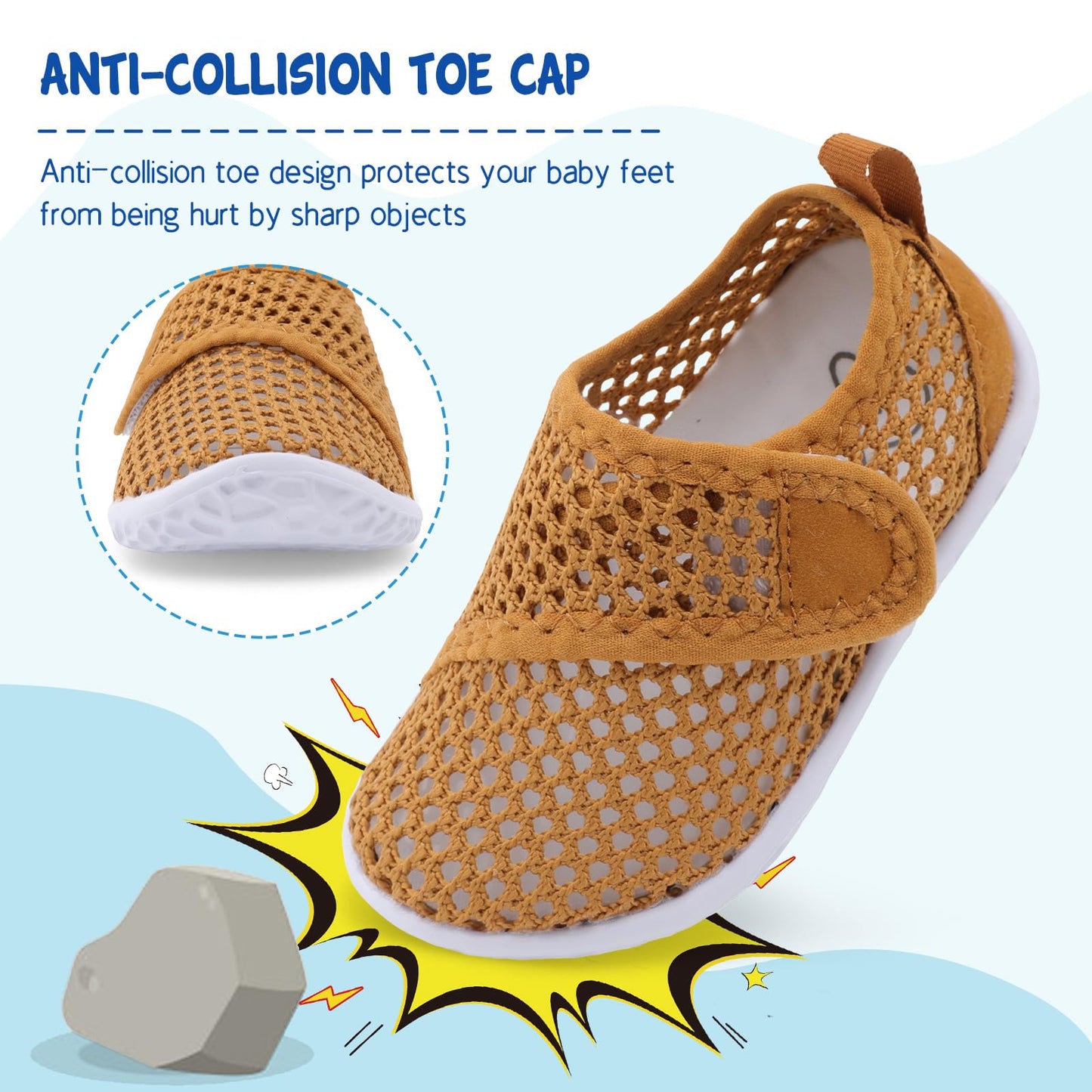 LeIsfIt Kids Water Shoes Toddler Girls Boys Swim Shoes Outdoor Quick-Dry Breathable Aqua Socks for Beach Pool Surf, Brown, 13 Little Kid
