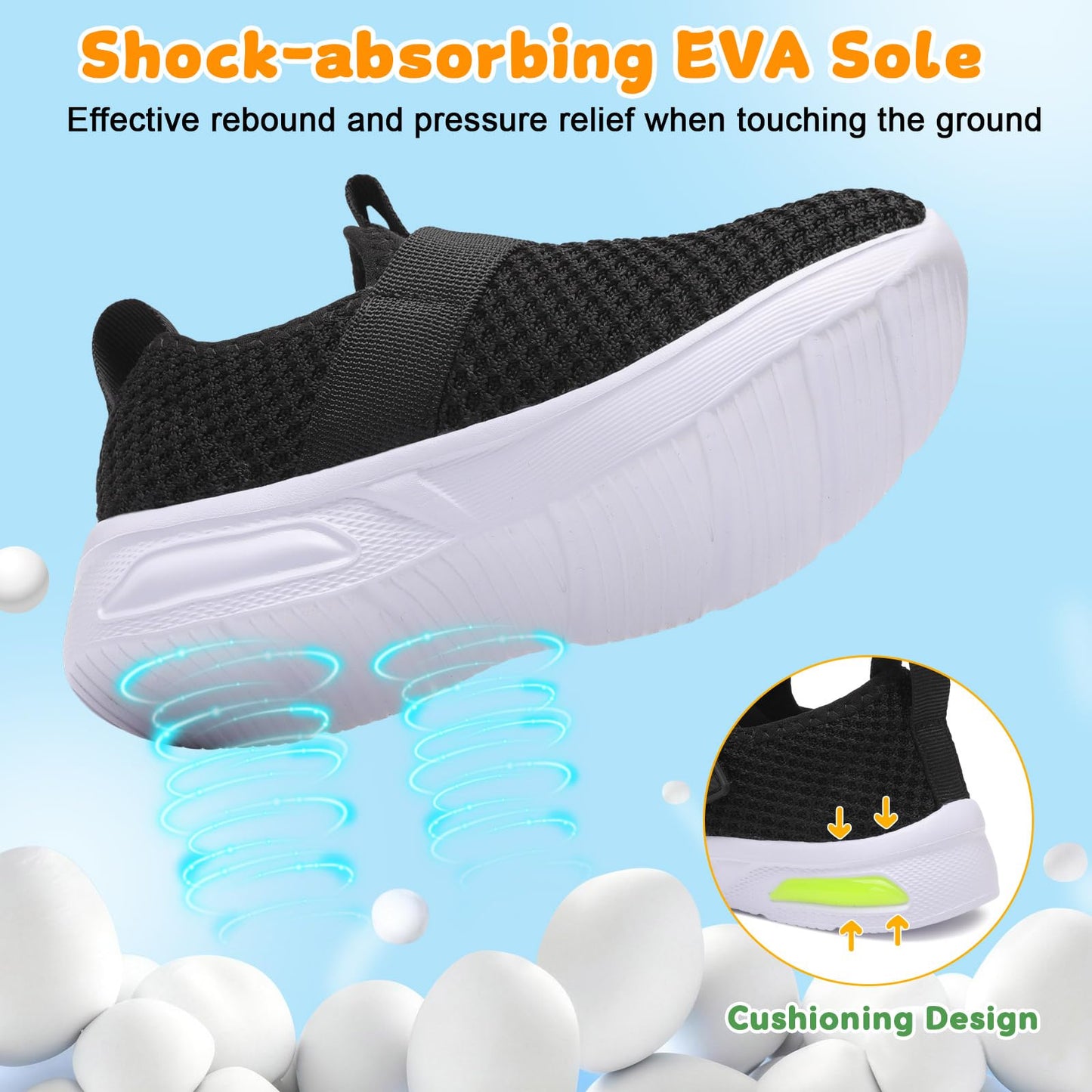 LeIsfIt Kids Shoes Boys Girls Sneakers Unisex Kids Lightweight Slip on Tennis Shoes Athletic Running Sneakers Black 11 Little Kid