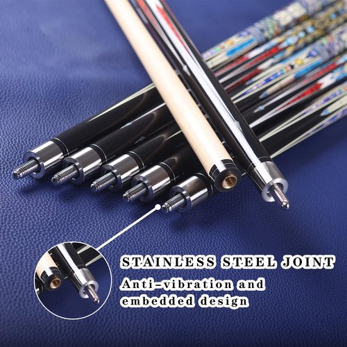Canadian Maple Pool Cue Stick, Stainless Steel 5/16" X 18 Joint, 58 Inch 13mm Tip Billiard Pool Cue Stick, 19 20 oz, 2-Piece Pool Cue Stick for Beginner, Commercial Home Entertainment (Model D (20oz))