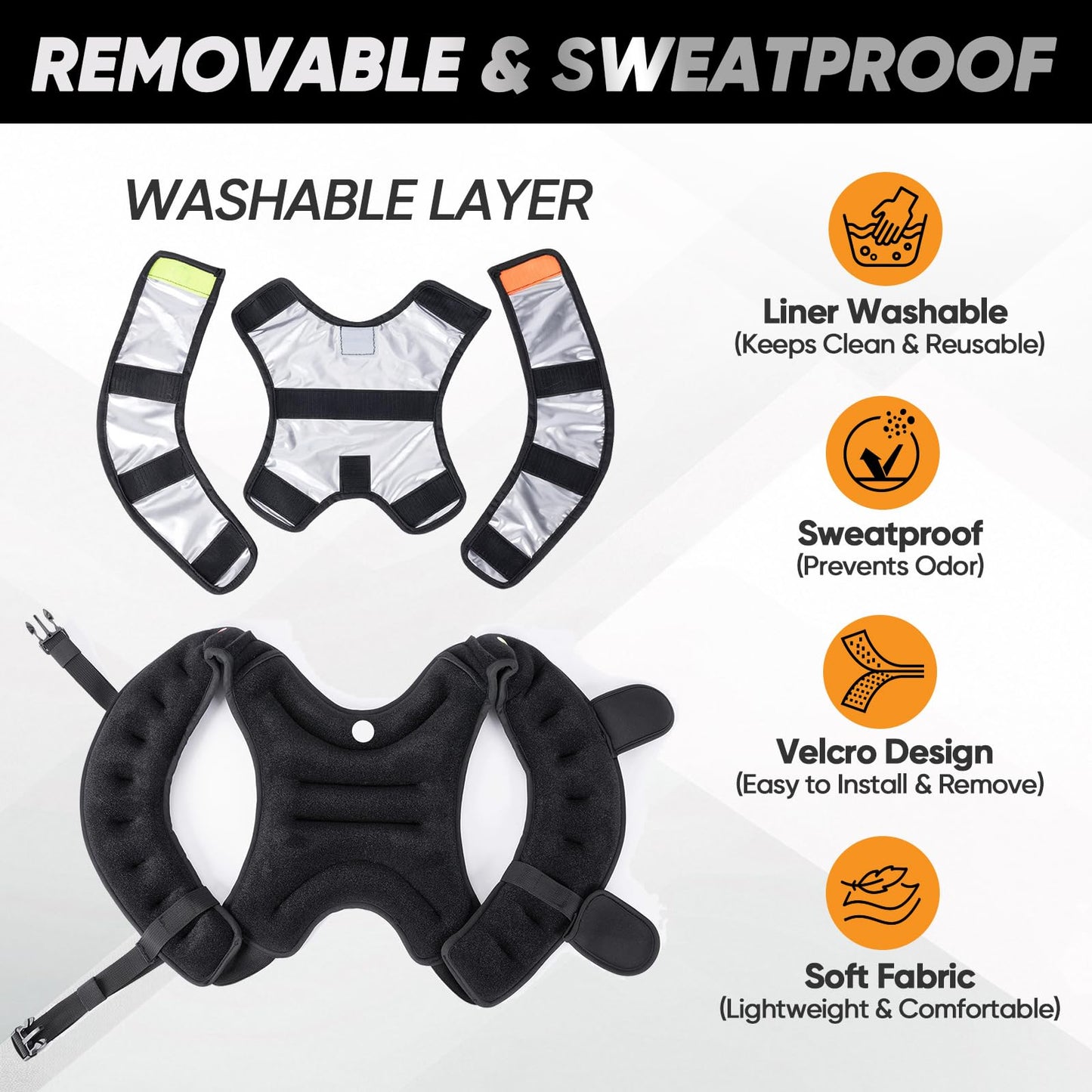 APEXUP 5lbs Weighted Vest with Washable Layer, Weight Vest for Women Men, Workout Equipment for Strength Training Running (Black/Two Layer)