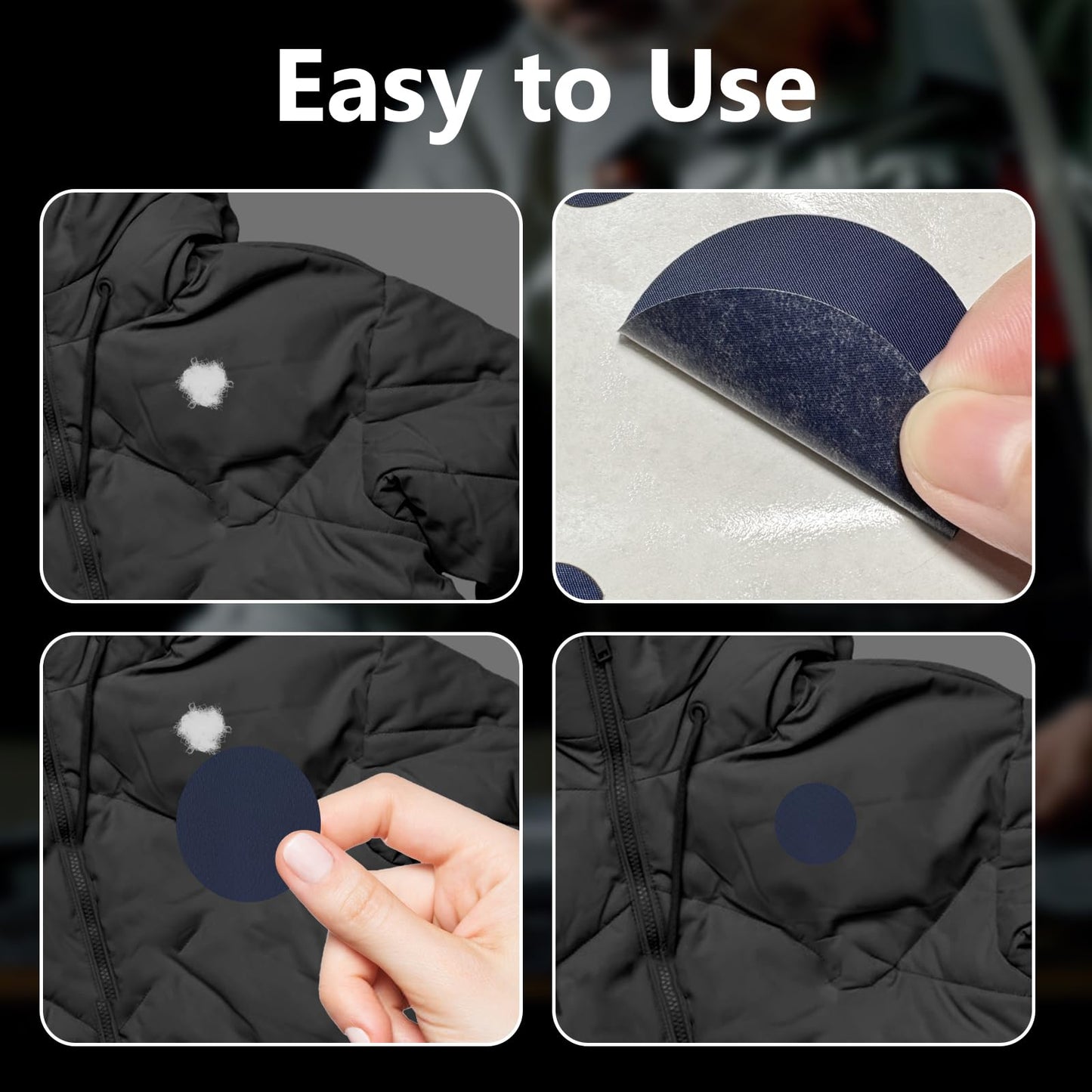 Down Jacket Patches Nylon Repair Tape Self-Adhesive Repair Patch| Pre-Cut, Waterproof Tear-Resistant Nylon Fabric Patches Down Jacket Repair Patches to Fix Holes in Clothing, Sleeping Bags (Darkblue)