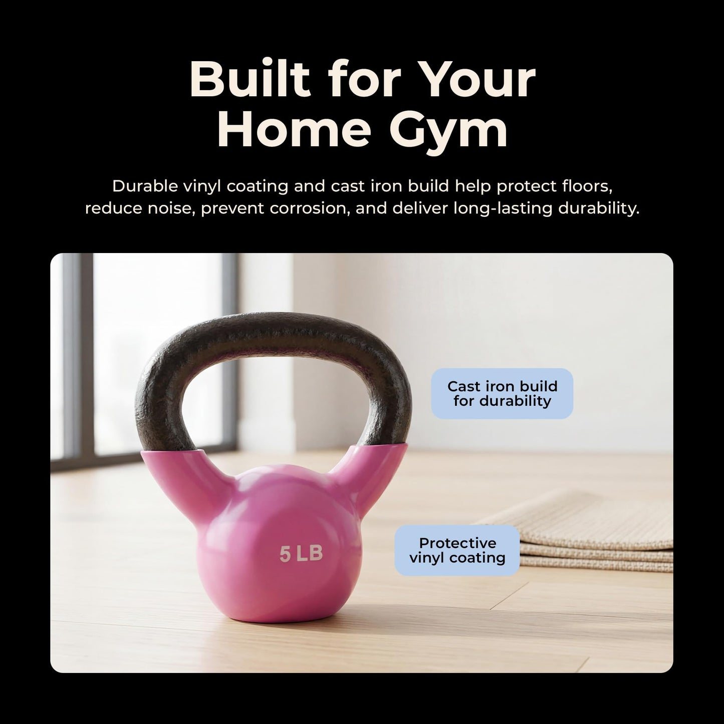 Sunny Health & Fitness Sunny Vinyl Coated Kettlebell (5-Pound)