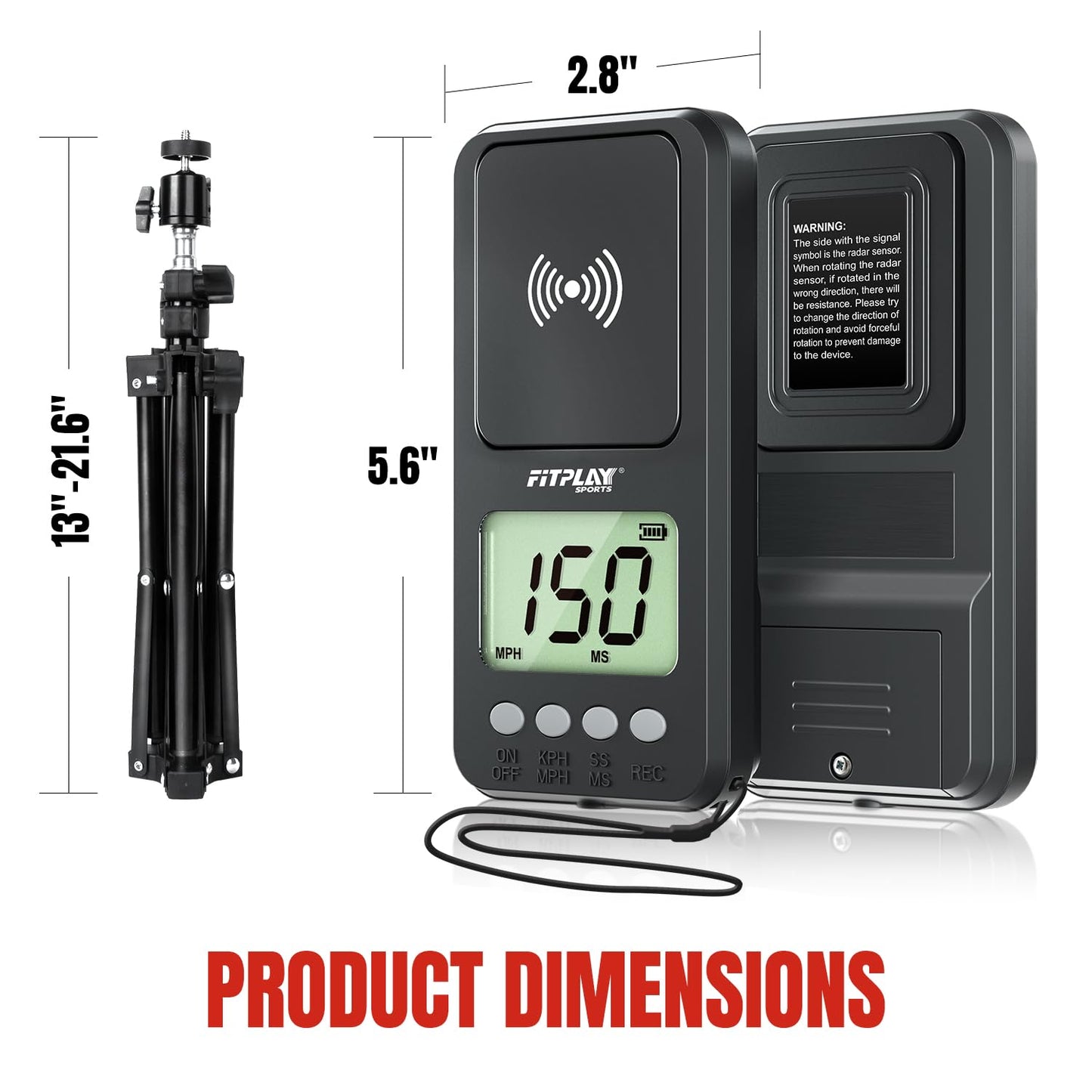 Rotatable Baseball Radar with Tripod,High-Speed Pitching & Swing Tracker,Accurate Speed Radar Gun with Memory Recall & LCD Display,Handheld or Hand Free Speed Sensors Equipment for All Baseball Player
