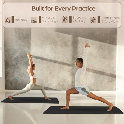 ORW OREN’S Premium Wide Yoga Mat – 72”x26” Natural Rubber Base, PU Grip Top, 4mm Thick – Non-Slip Hot Yoga & Sculpt Mat for Studio & Home Workouts