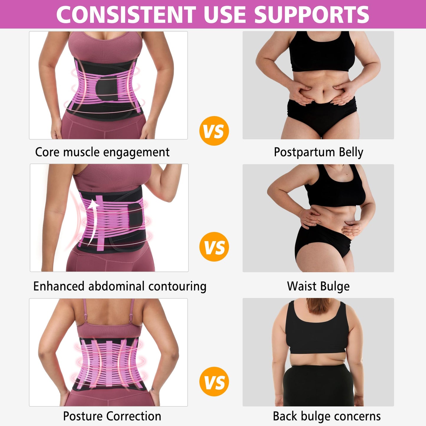 KOOCHY Waist Trainer For Women Men,Waist Trimmer Tummy Control Belt Sweat Band for Weight Loss Workout Fitness Gym (Purple, Large)