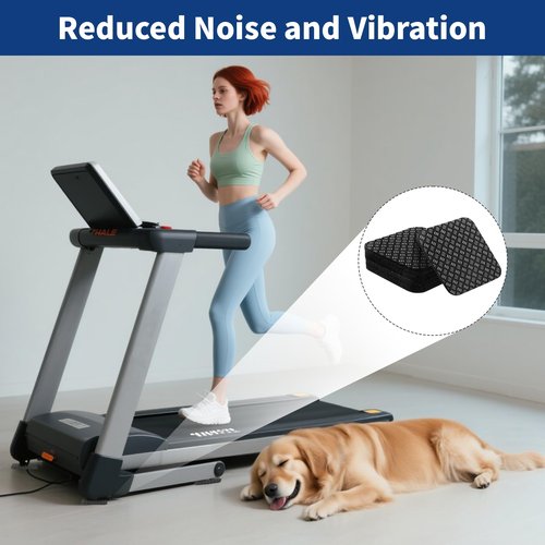 6pcs Treadmill Mat Pads, Anti-Slip and Noise Reduction Silicone Exercise Equipment mat for Protecting Wood Floors and Carpets.Suitable for Treadmills, Walking mats, Exercise Bikes（Square）