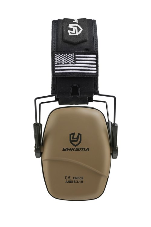 YHKEMA Tactical Ear Protection Safety Earmuffs for Shooting, NRR 25dB Passive Noise Reduction Earcups, Compact and Lightweight Foldable Ear Protectors (Brown)