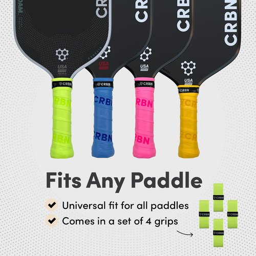 CRBN Drytec™ Overgrips - Pickleball Paddle Grip Tape - Absorbs Shock & Moisture - 4-Pack, Black