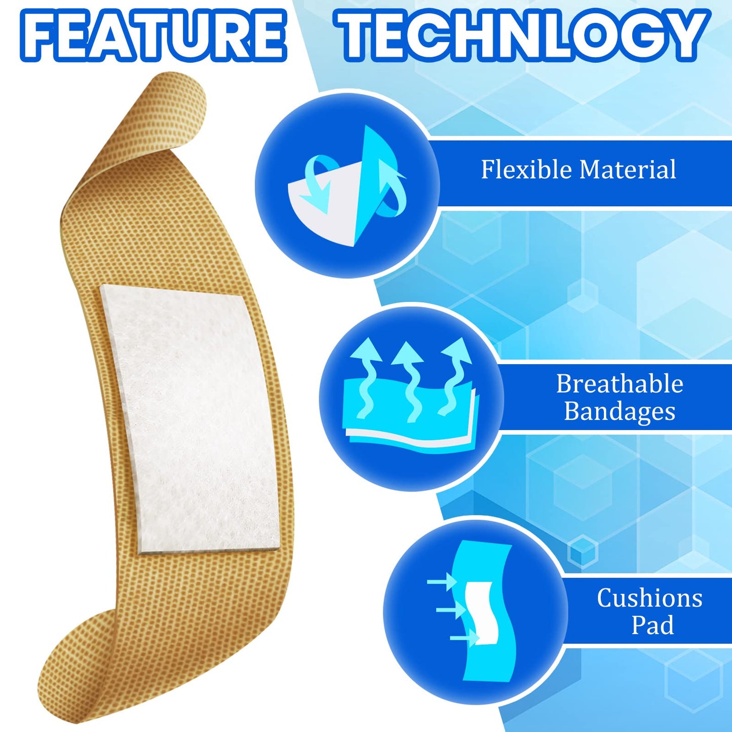 Lounsweer 1000 Pcs Fabric Adhesive Bandages Variety Pack Bulk Assorted Sizes Flexible Breathable Patch Fabric Bandages for Family First Aid Skin Wrap Finger Wound, Natural