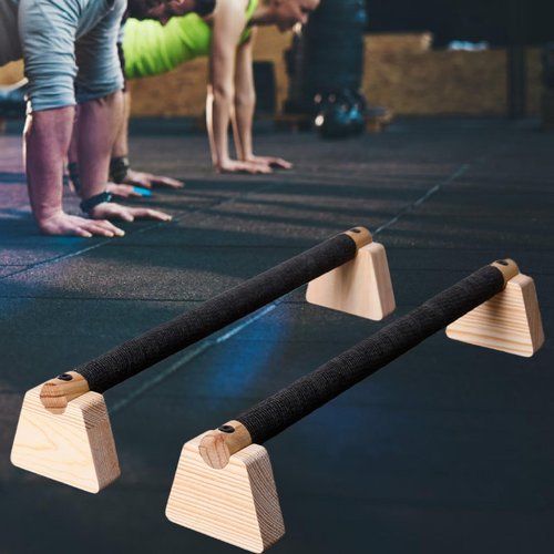 YIJU 2 Pieces Push up Bar Parallettes Bar, Strength Training Non Slip Stable Wooden Push up Stand for Exercise Fitness Workout, 50CM
