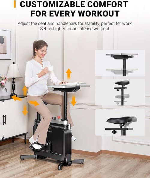 KINGSMITH W1B All-in-one Exercise Bike, Foldable Under Desk Bike, Indoor Exercise Bike for Home with Adjustable Resistance, Desktop, Comfortable Seat 264LBS, Portable Cycling Bike for Home Gym Workout
