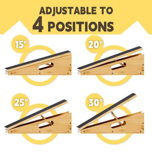 Wood Slant Board Calf Stretcher - Professional Calf Stretcher Slant Board for Physical Therapy, Incline Stretching, and Rehabilitation Exercises - Durable and Adjustable Balance Tool (Bamboo)