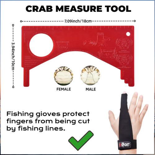 AQWXC 6-Loops Crab Trap for Fishing Pole, Crab Snare for Dungeness, Rock and Blue Crabs (2 Pack Kit(Glove, Gauge Included))
