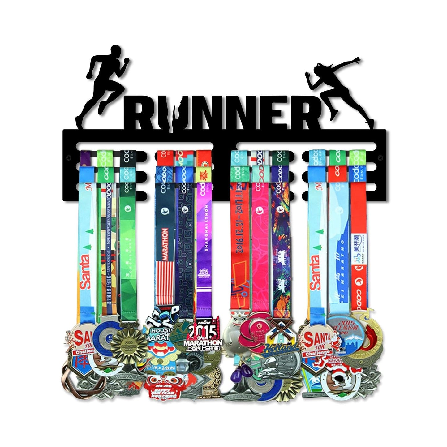 Resama RUNNER Medal Hanger Holder Display Rack for Awards Ribbons Personalized Medal Sports Themed Race Ribbon Holder for Wall-Medal Hanger Display Award Rack-Metal Hanger Display for Men Boy Girl Kid